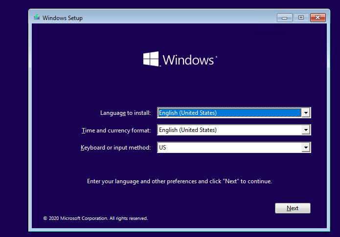 загрузка с установочного диска Windows