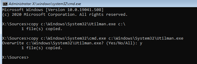 zamena utilman exe na cmd