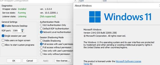 запуск rdpwrapper в windows 11