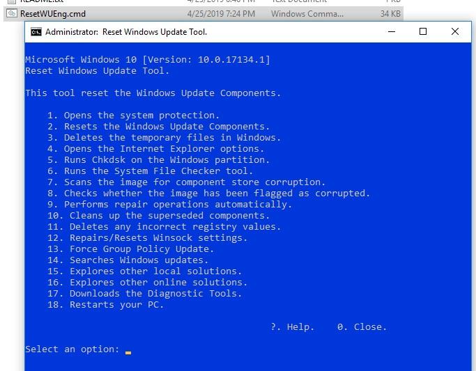 утилита сброса настроек обновлений Reset Windows Update Agent