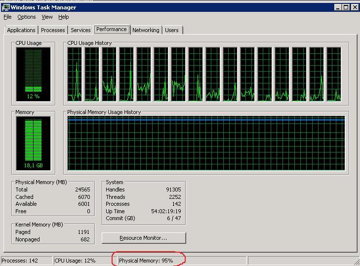 high memory usage winsrv2008r2