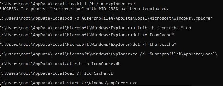 bat скрипт для очистки и сброса кэша иконок в windows 10