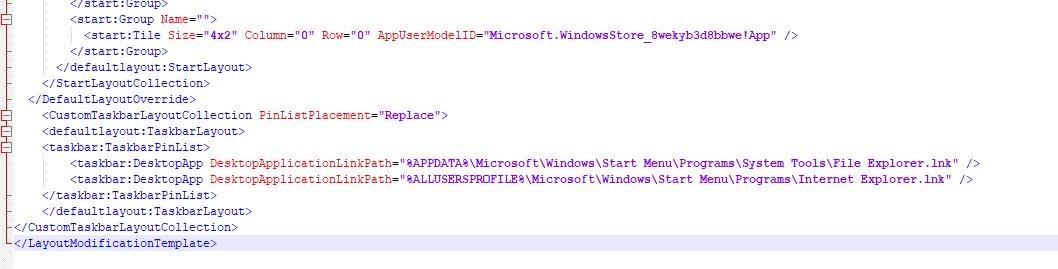 CustomTaskbarLayoutCollection настройка закрепленных ярлыков в таскбаре через xml файл