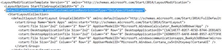 DefaultLayoutOverride LayoutCustomizationRestrictionType=”OnlySpecifiedGroups”>