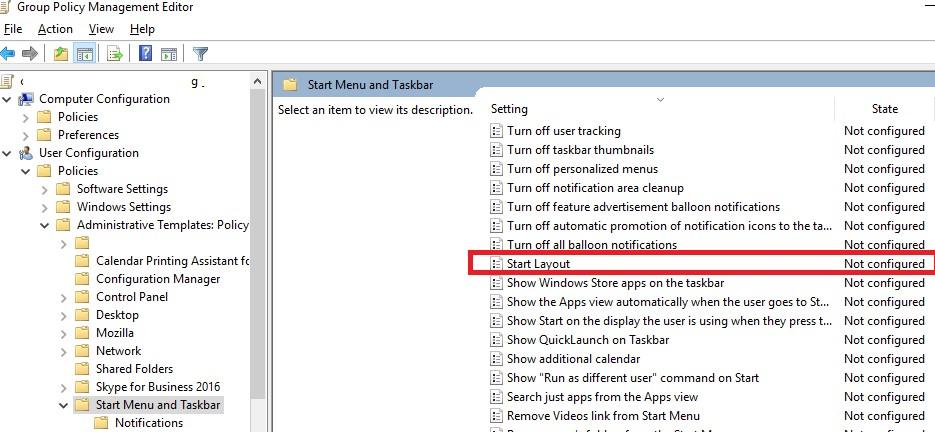 Политика XML макет начального экрана в windows 10