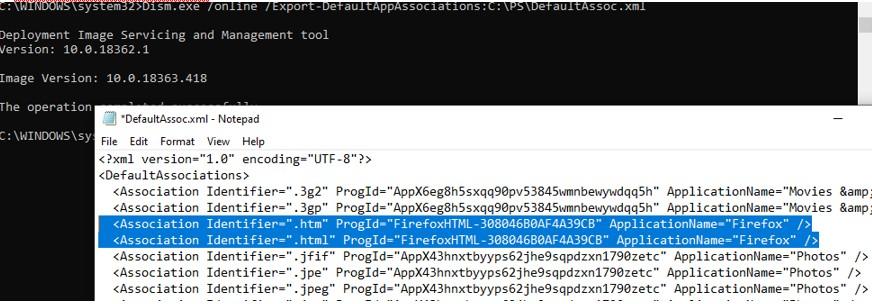 Dism.exe Export DefaultAppAssociations