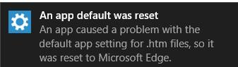windows 10 Стандартное приложение сброшено, сброс сопоставления между программой и файлом