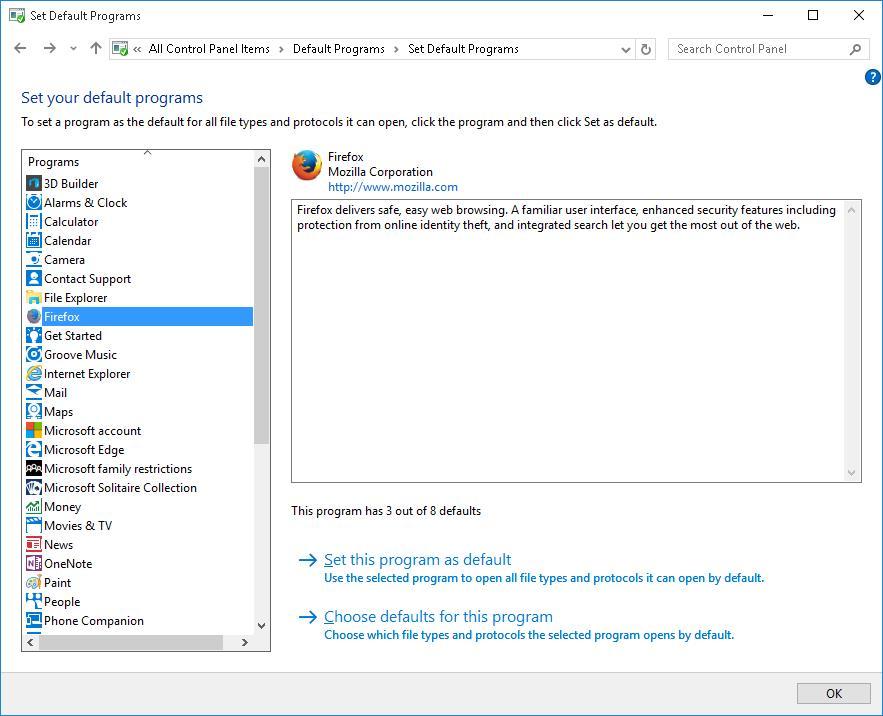 win10 Set Default Program