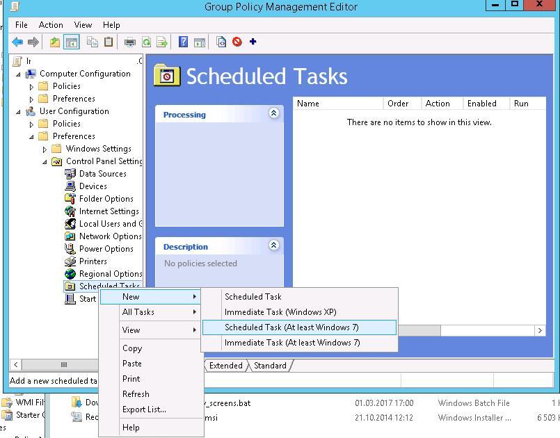 Задание планировщика через GPO Scheduled Task