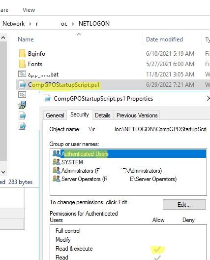 powershel скрипт для групповой политики в netlogon