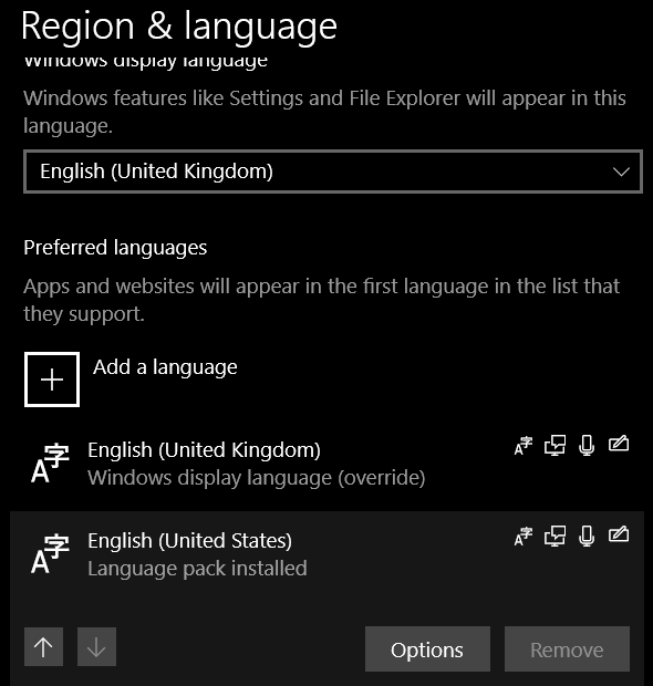 после установки WIndows 10 1803 появились дополнительные языки