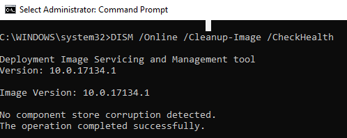 DISM /CheckHealth - проверка повреждений в образе windows