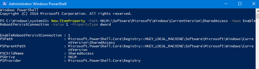 параметр реестра EnableRebootPersistConnection 