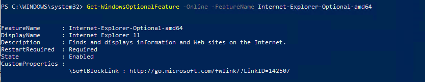 удалить Internet-Explorer-Optional-amd64 в Windows с помощью PowerShell