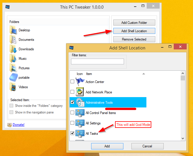 Add Shell Location