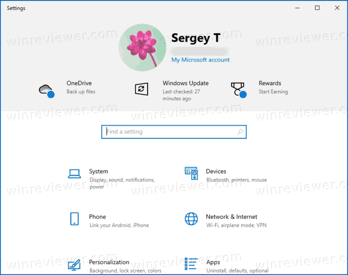 Settings App With Header