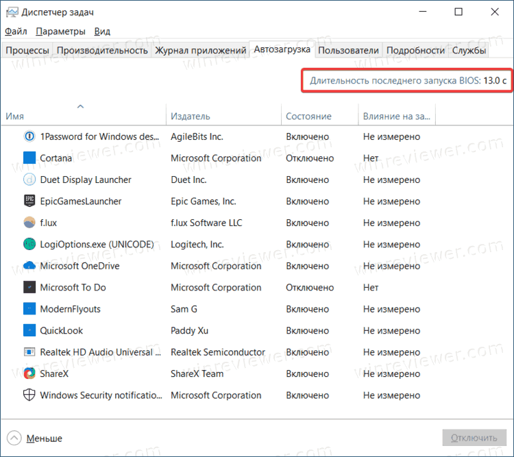 Посмотреть время загрузки BIOS компьютера