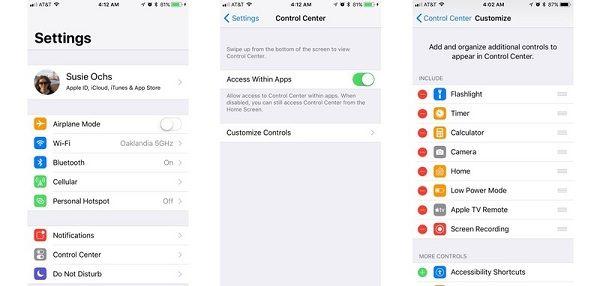 Включить запись экрана iOS