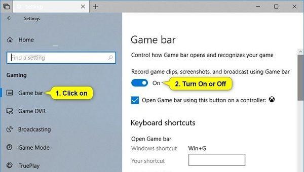 Включить Game Bar