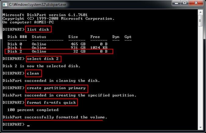 format with diskpart