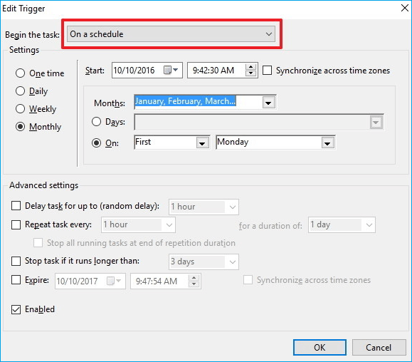 put in all of your settings