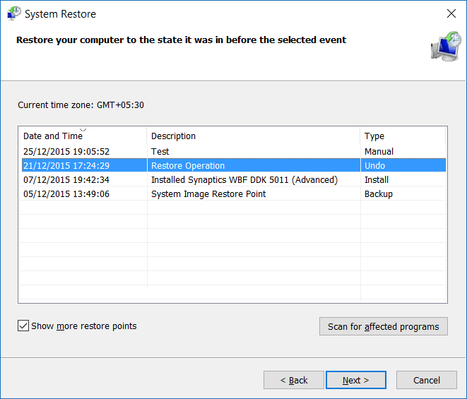 perform a system restore