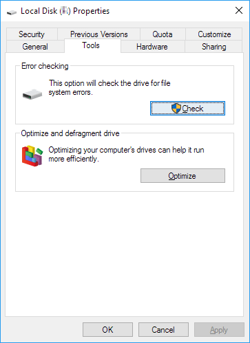 Check USB drive error.