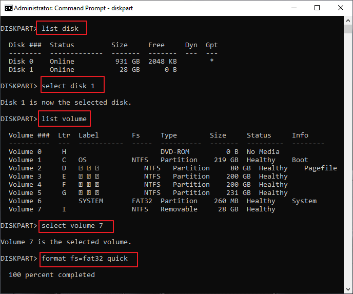Format external disk to FAT32