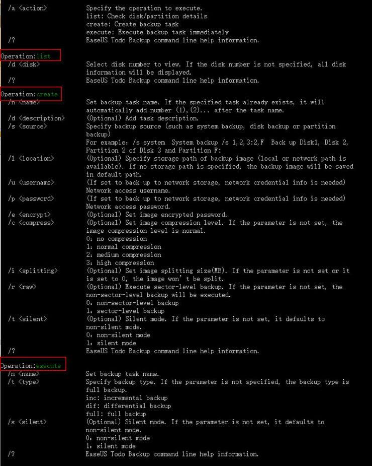 easeus todo backup action details