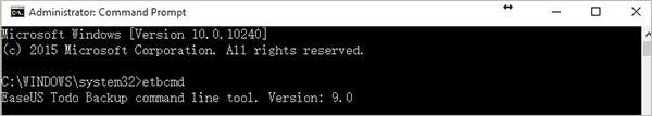 easeus todo backup command line starts