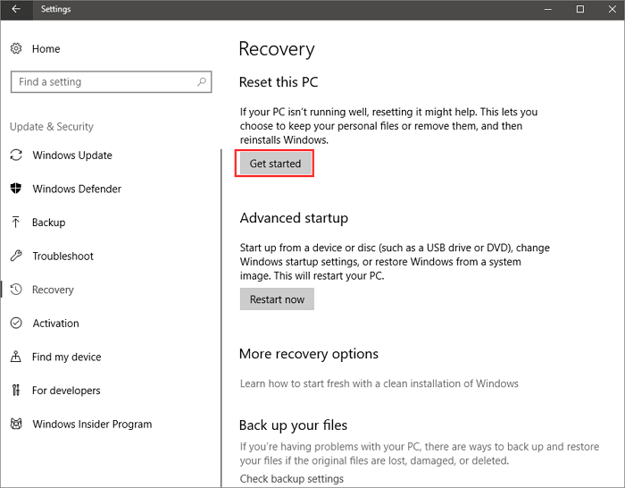reset Windows 10 - 2