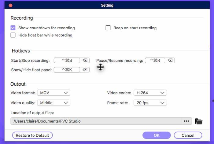 Настройки FVC Mac