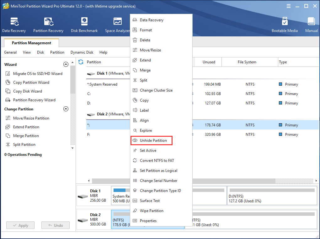 unhide partition