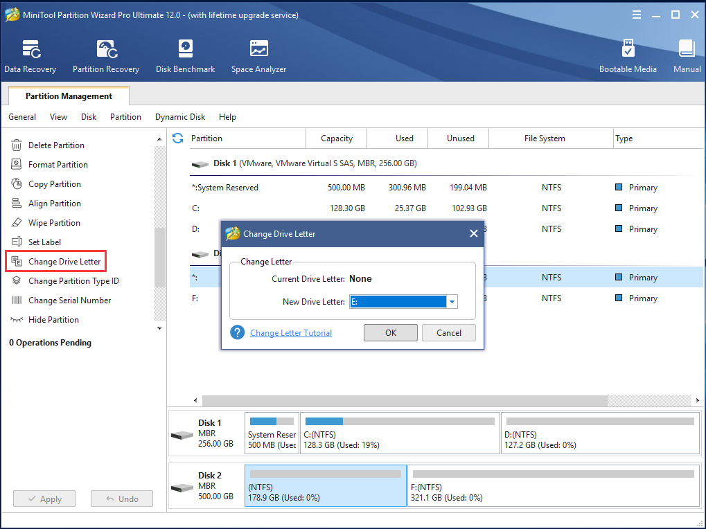 MiniTool Partition Wizard change drive letter