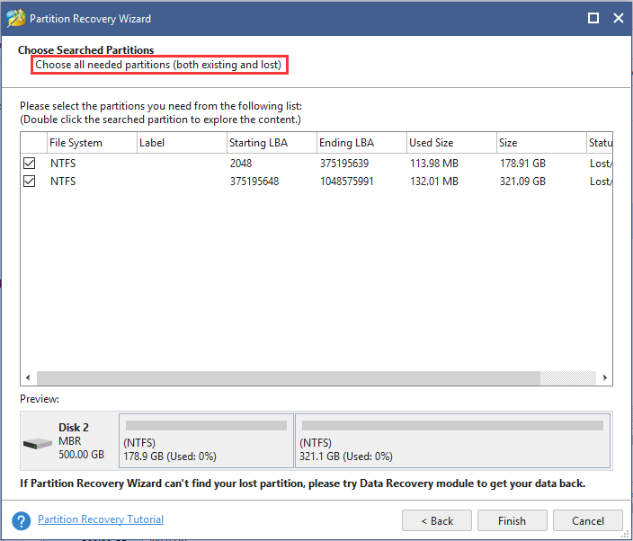 check all needed partitions
