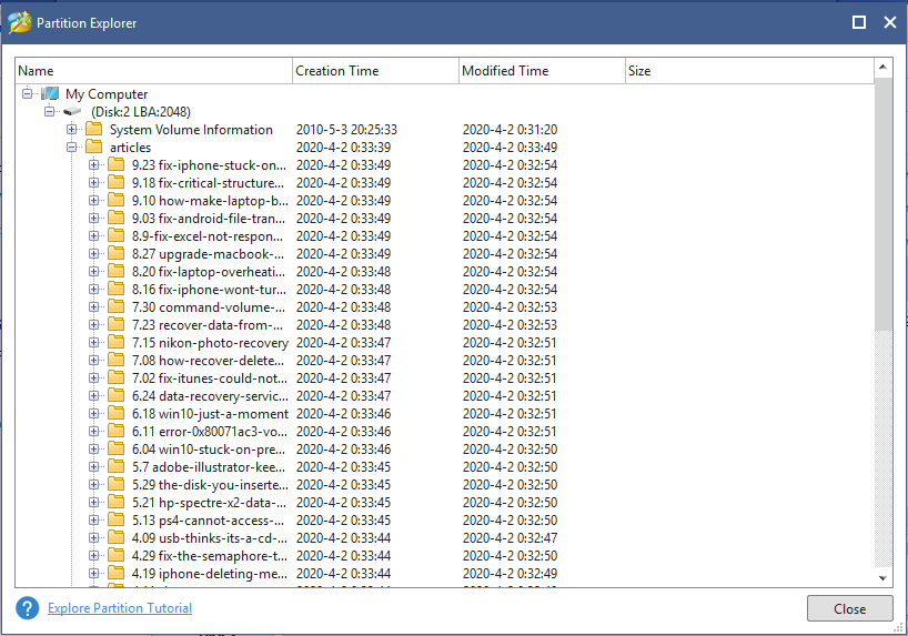 explorer recovered partition