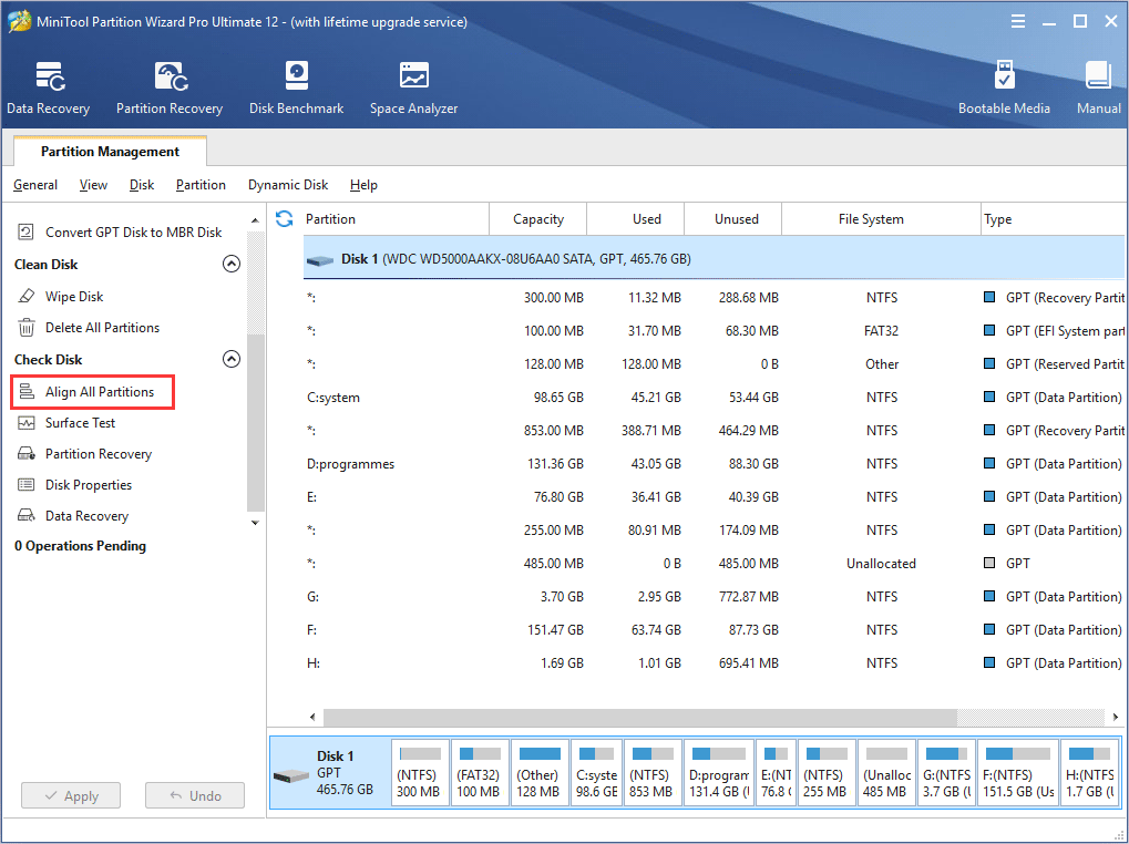 align all partitions