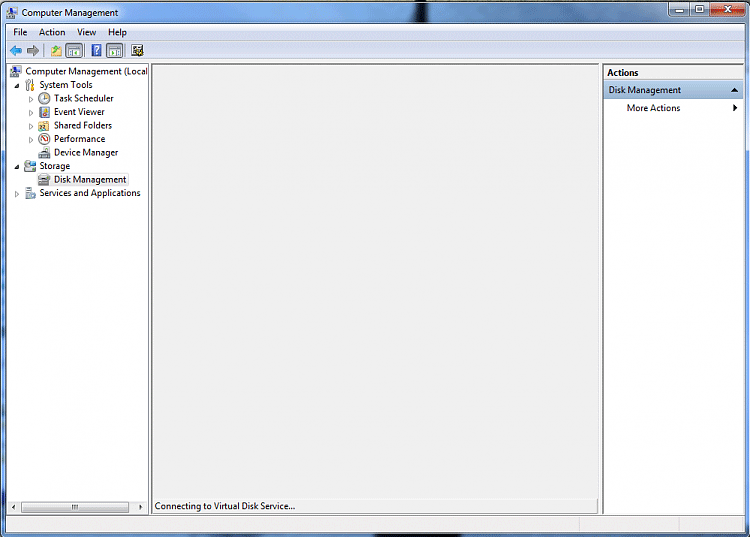Disk Management stuck on Connecting to Virtual Disk Service in Windows 7