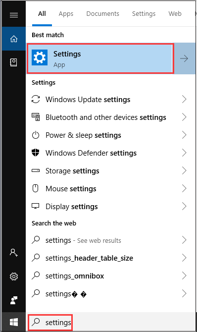 open the Settings window