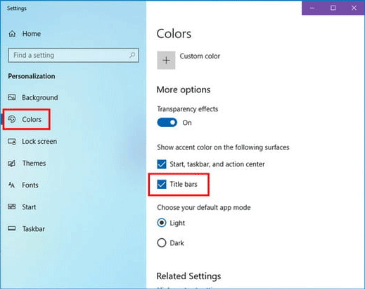 switch the colors of the Title bars