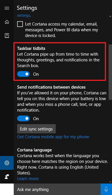 stop Cortana pop ups