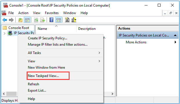 choose New Taskpad View