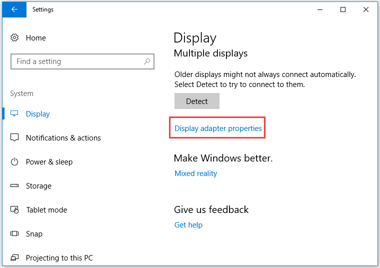 click Display adapter properties