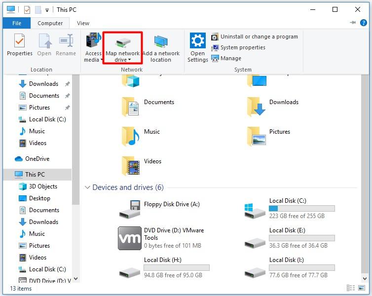 choose the Map network drive option