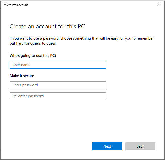 enter username and password