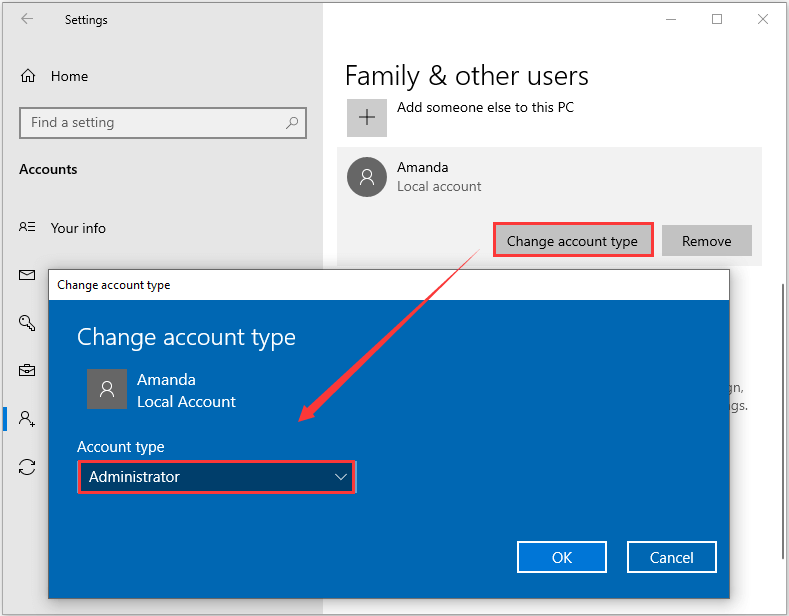 change account type