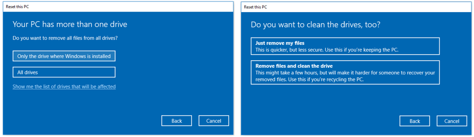different settings interfaces