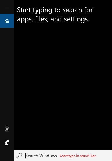 can’t type in search bar