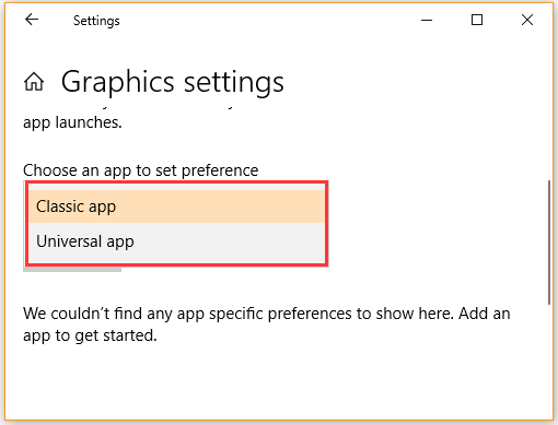 select a app type