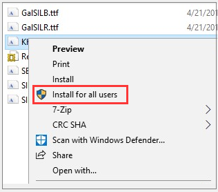 install fonts for all users